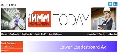 E-Newsletter Ad in IHMM Today / Lower Leaderboard